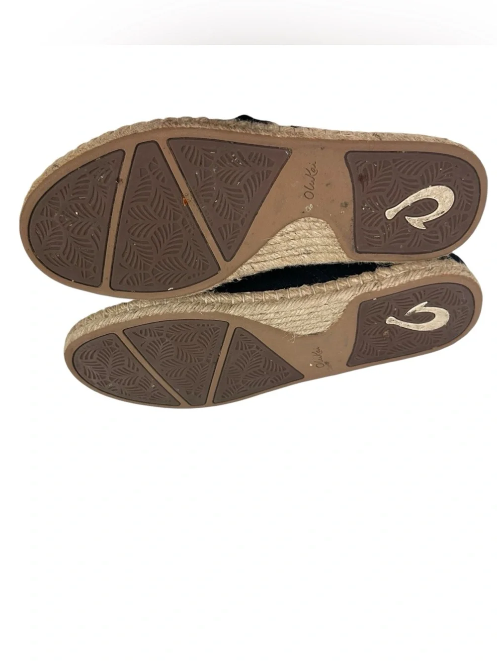 OluKai Kaula Pa'a Kapa Black Canvas Slip-On Espadrille Size 8.5